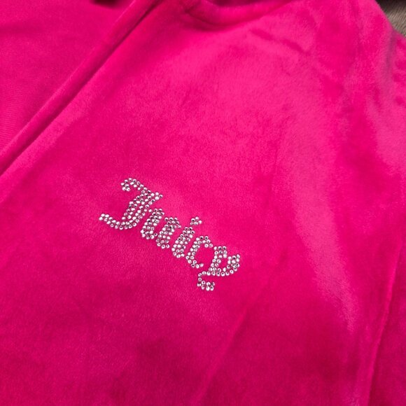 Juicy Couture Womens Pink Velour Hoodie Jacket With Rhinestone Logo Medium y2k - Picture 5 of 5